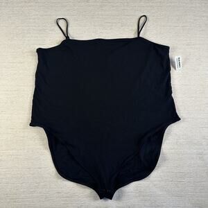 Old Navy Womens Size 4X Black Tank Spaghetti Strap Top Bodysuit Snap Fastenings